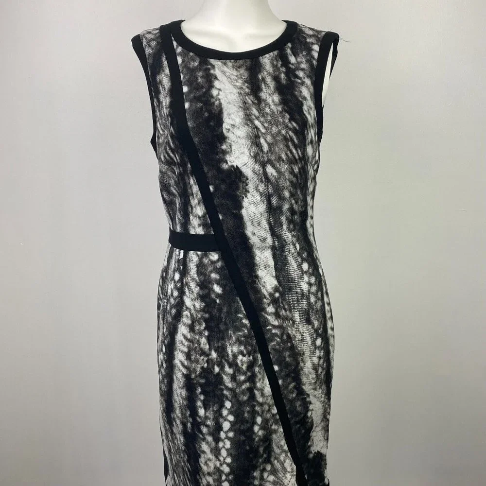 David Lawrence Size 8 Black White Women's Dress Pencil Sleeveless Workwear - Picture 1 of 15